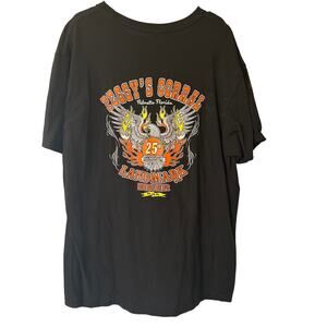 World Famous Peggy's Corral Biker Bar 25th Anniversary T-shirt Black/Orange L